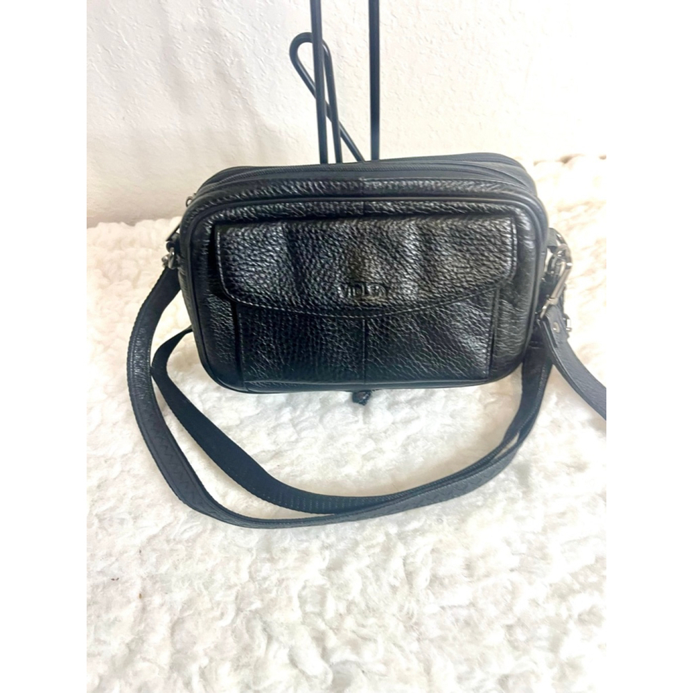 Vidlea men's handbag genuine leather crossbody shoulder messenger bag in black